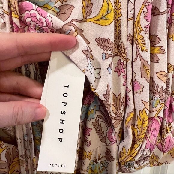 Topshop cutout floral print midi dress Sz US 2. NWT NEW pink white - Picture 7 of 9